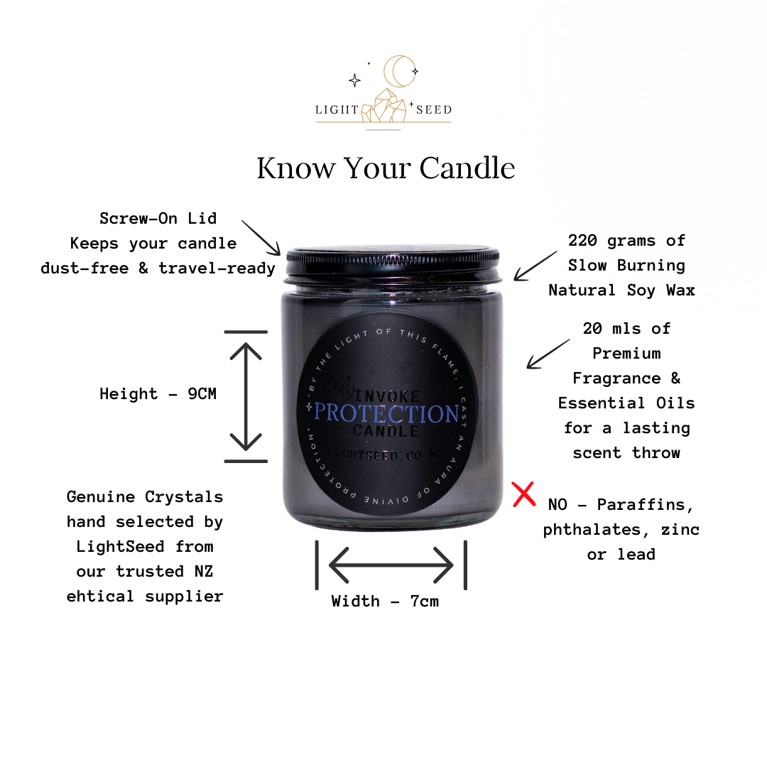 PROTECTION Crystal Infused Jar of Light Candle