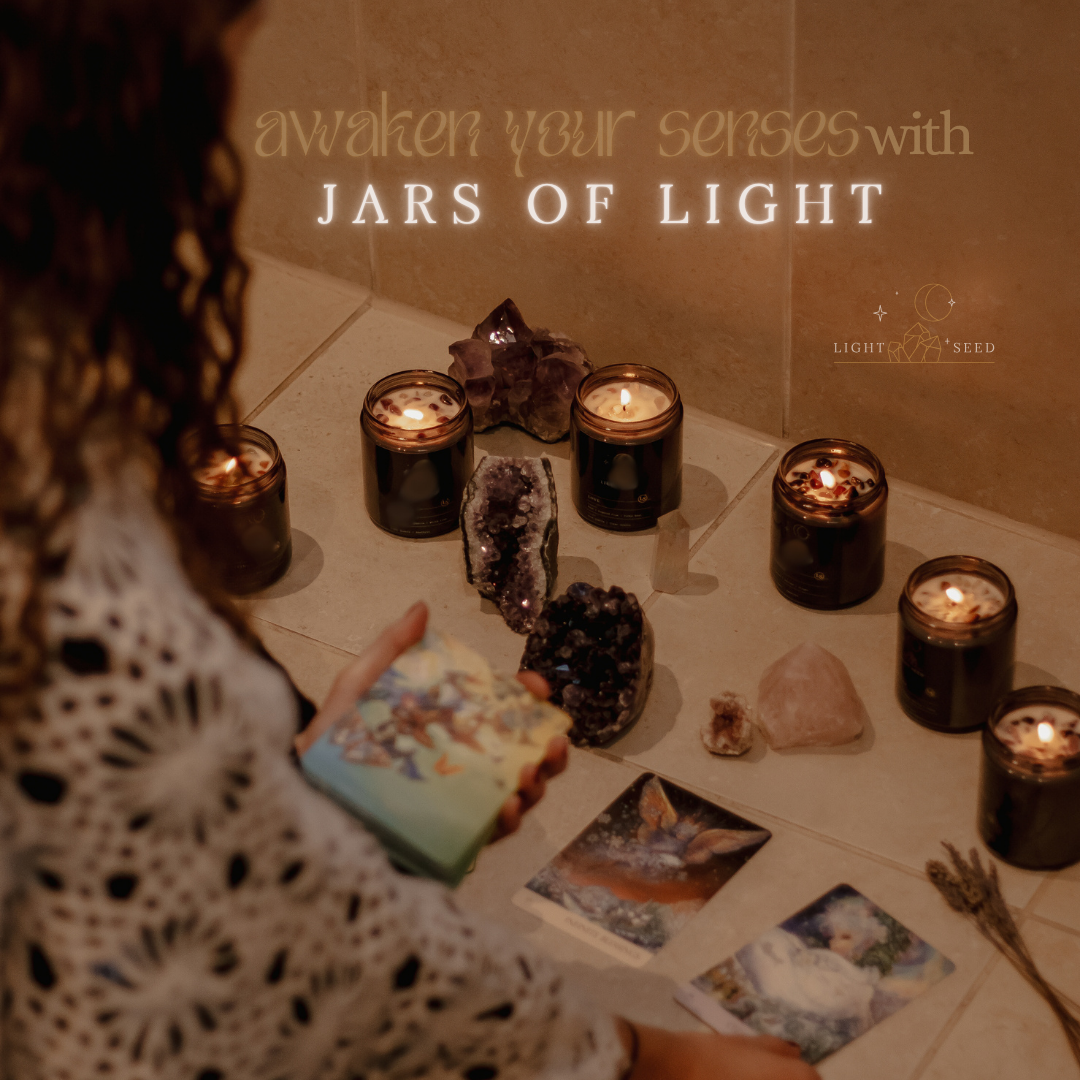 PROTECTION Crystal Infused Jar of Light Candle