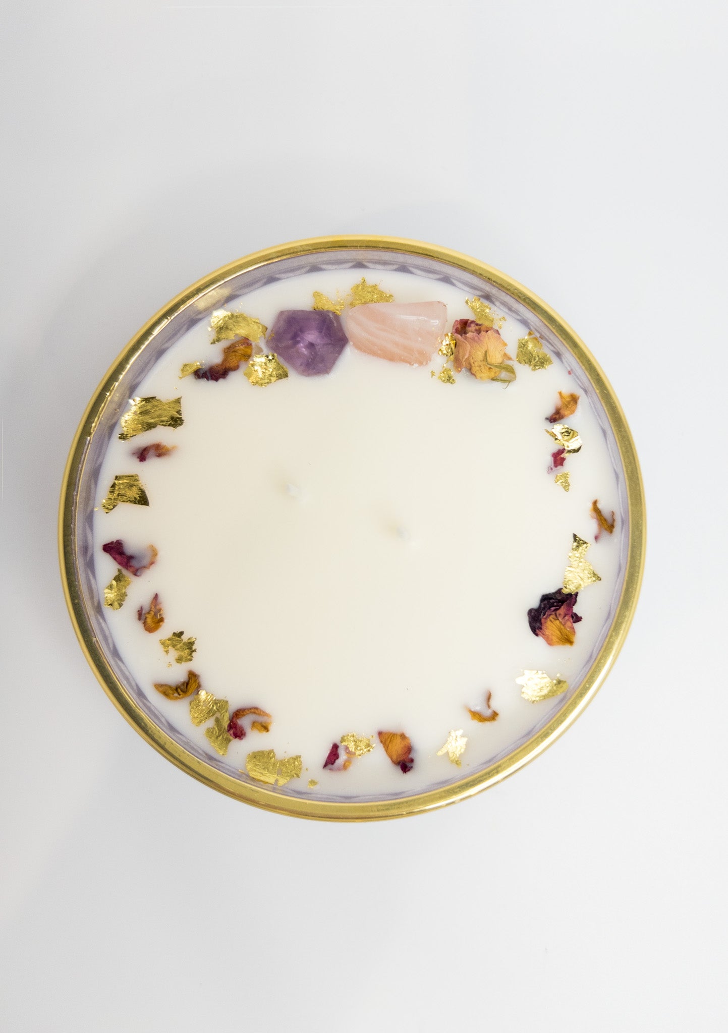 ALTAR OF LOVE Candle - Amethyst & Rose Quartz Crystals with Love Ritual Blessing