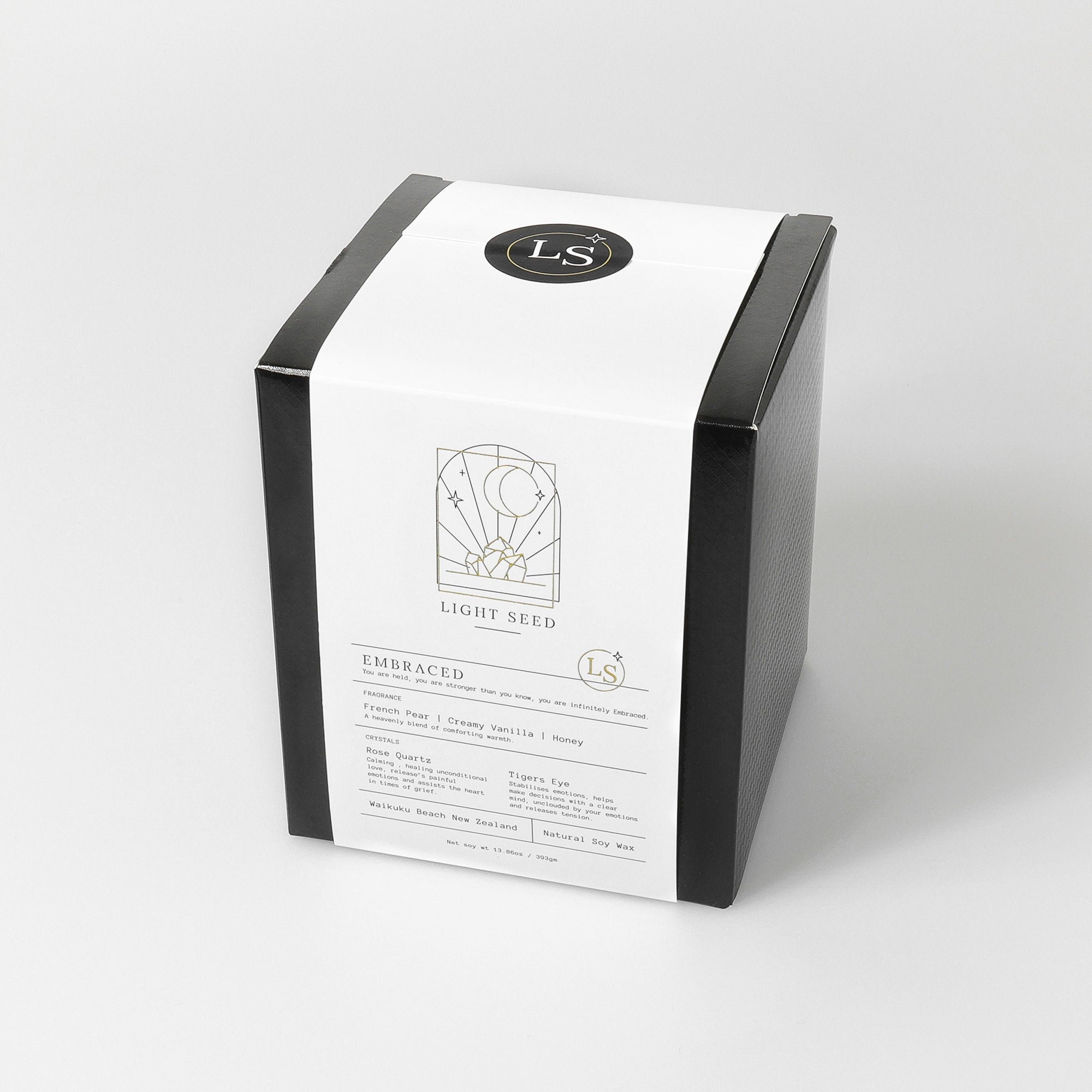 Embraced Candle with Rose Quartz and Tiger's Eye Crystals - Buy Crystal Candles NZ