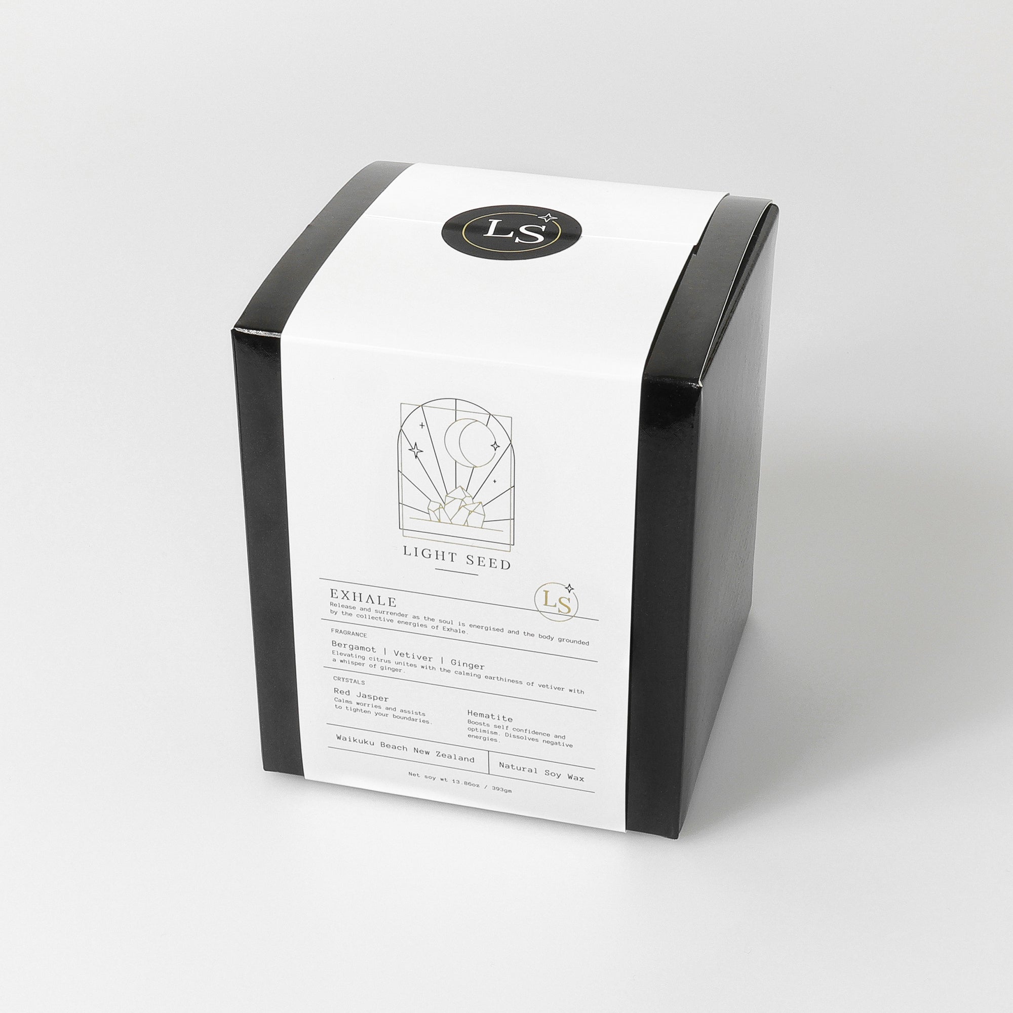 Exhale Candle with Red Jasper and Hematite Crystals - Buy Crystal Candles NZ