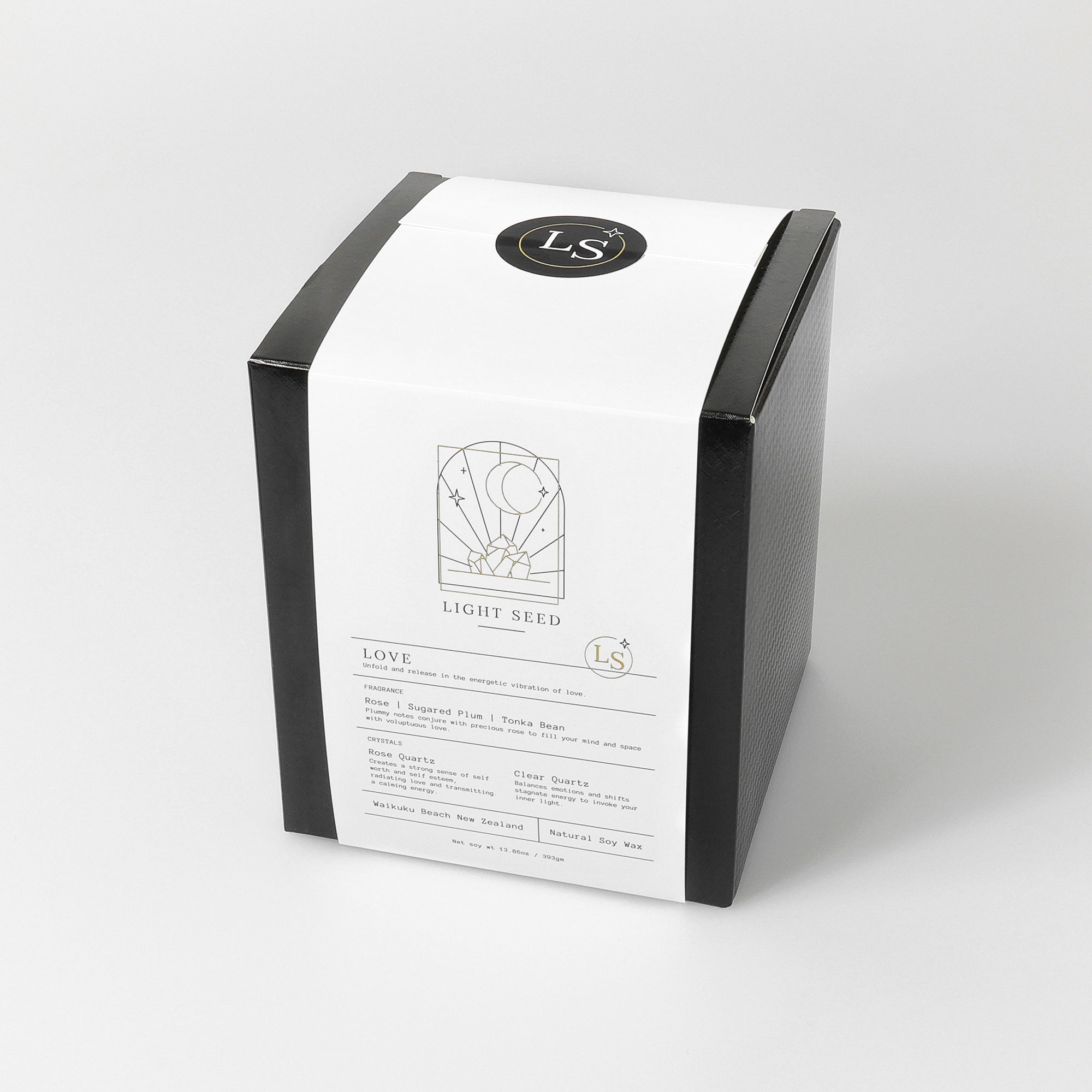 Love Candle with Rose Quartz and Clear Quartz Crystals - Buy Crystal Candles NZ