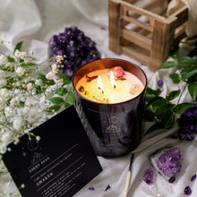 Load image into Gallery viewer, AWAKEN Candle with Clear Quartz and Amethyst Crystals
