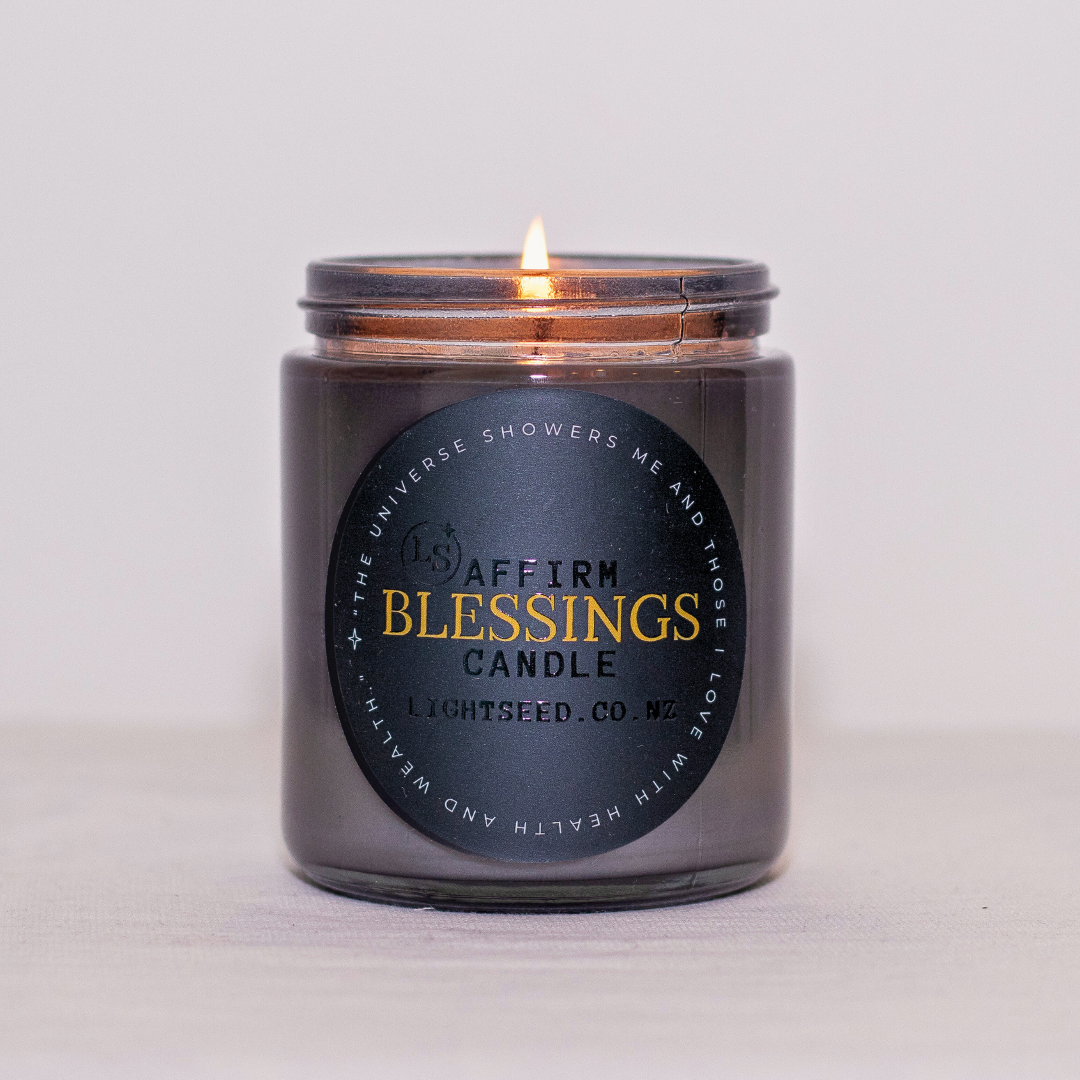 BLESSINGS Jar of Light  Crystal Infused Soy Candle