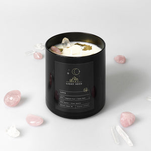 Love Candle with Rose Quartz and Clear Quartz Crystals - Wholesale - Buy Crystal Candles NZ