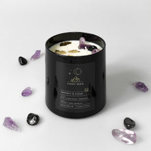 Load image into Gallery viewer, Protect &amp; Clear Candle with Amethyst and Black Tourmaline Crystals -PRE - ORDER - Wholesale - Buy Crystal Candles NZ
